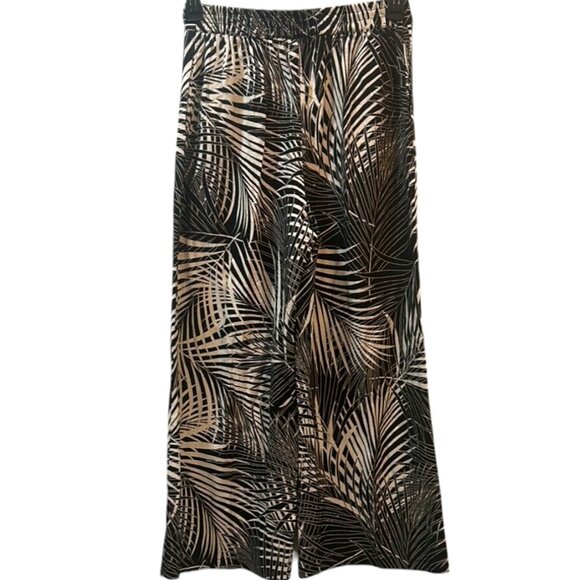 Haver & Blair Tropical Wide-Leg Pants M | Black White Linen Blend Resortwear - Picture 1 of 16